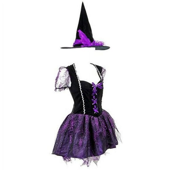 Boo! Wicked Witch Mini Sexy Dress Halloween Costume Hat Gothic Dress Up Party - Picture 5 of 8